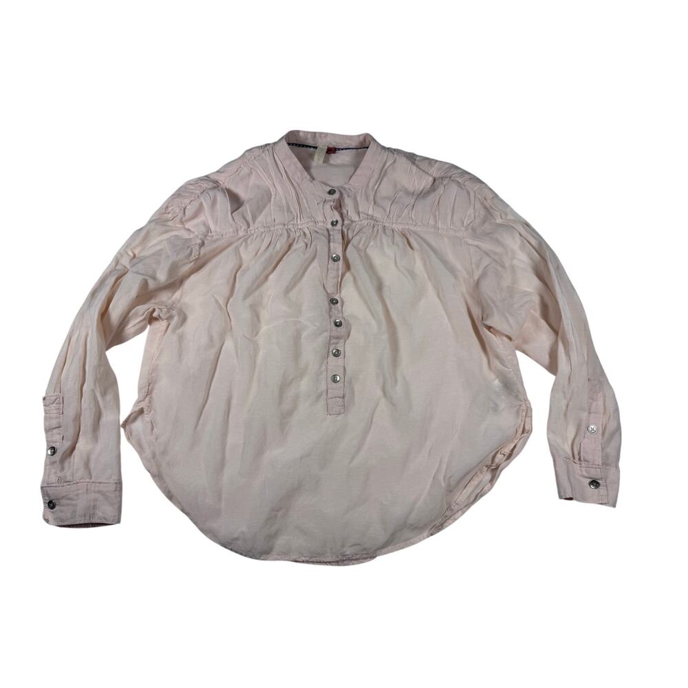 Pilcro Anthropologie Women’s XS Blush Pink Pintuck Popover Tunic Shirt Roll Tab